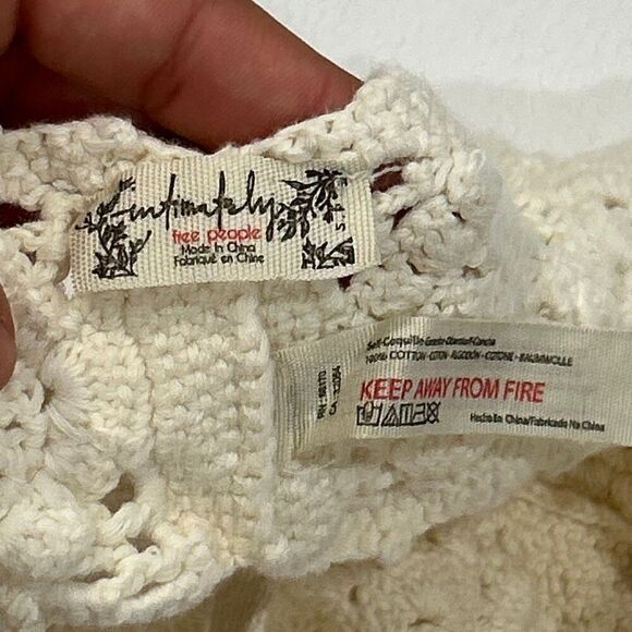Free People Ivory Crochet Bralette Top Boho Festival Size Small - Picture 5 of 5